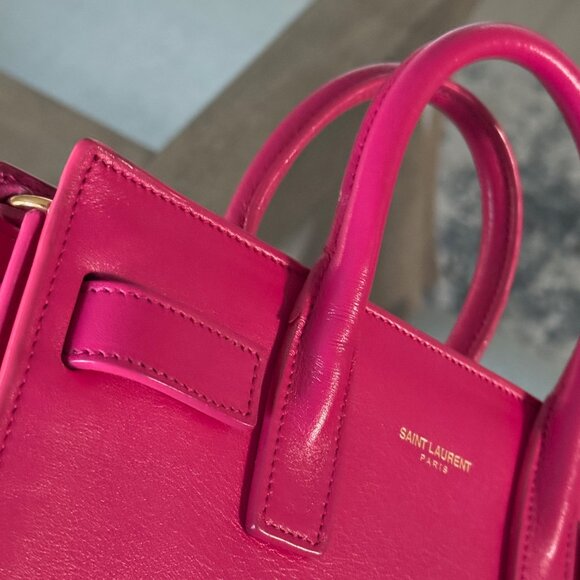 SAINT LAURENT LEATHER Sac de Jour Nano Pink W/Strap - Picture 5 of 12